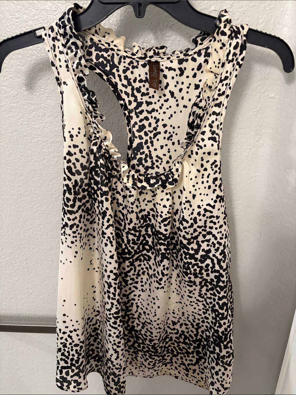 Lovely Day Black and Cream Ruffle Sleeveless Blouse
